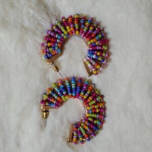 Beaded Rainbow Hoop Earrings 2/$10 Sale